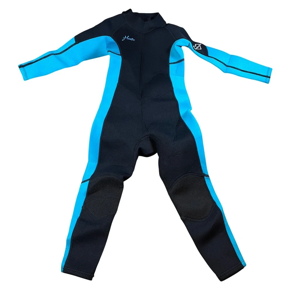 Hevto Kids Guardian Wetsuit Size 5 Blue Black 2mm Neoprene Full Body Swim Suit